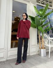 kol detay simli kazak bordo 3