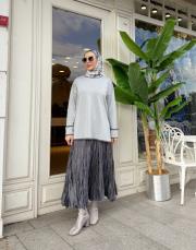 kol detay simli kazak gri 5