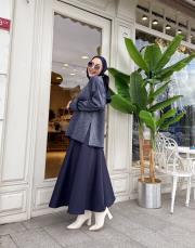 kol detay simli kazak lacivert