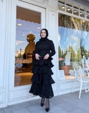 güpürlü katkat elbise siyah 2