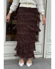 ithal saçaklı etek kahve 5