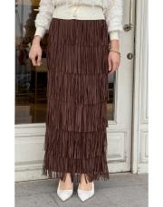 ithal saçaklı etek kahve 6