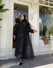 ithal organze elbise siyah 2