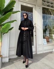 ithal zincir detay gömlek elbise siyah 3