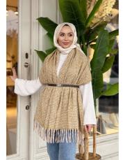 keta desenli omuz şalı yağ yeşili