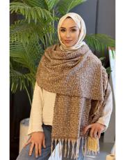 keta desenli omuz şalı kahve