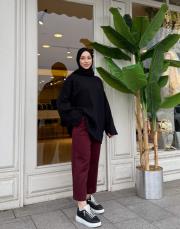 scuba pantolon bordo