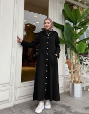 kapüşonlu cep detay kap siyah