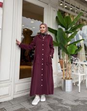 kapüşonlu cep detay kap bordo