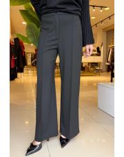 monaco nervürlü palazzo pantolon siyah