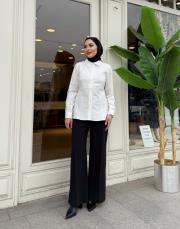 stone nervürlü palazzo pantolon siyah