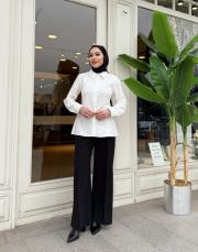 stone nervürlü palazzo pantolon siyah 5