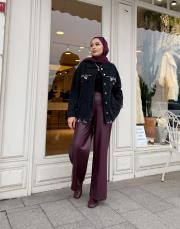 velour deri bol paça pantolon bordo 2