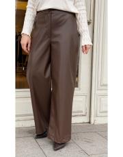 velour deri bol paça pantolon kahve 6