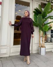 vaye soğuk iplik elbise mürdüm 2