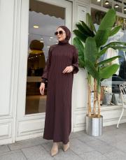 vaye soğuk iplik elbise kahve 3