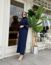 vaye soğuk iplik elbise lacivert 2