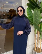 vaye soğuk iplik elbise lacivert 3