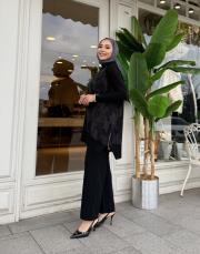 yanı fermuarlı ipek qupra tunik siyah 2