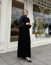 kol detay triko elbise siyah 3