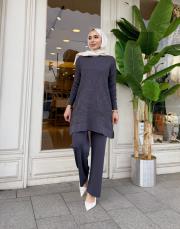 kol detay triko tunik antrasit 3