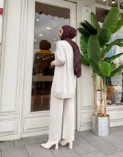 taşlı triko hırka bej 3