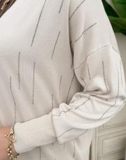 taşlı triko hırka bej 5