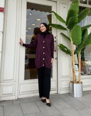 taşlı triko hırka mürdüm 2