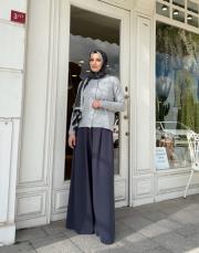 triko düğmeli hırka gri 3