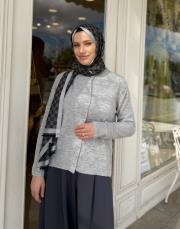 triko düğmeli hırka gri 4