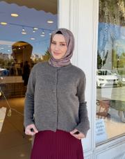 triko düğmeli hırka kahve 3