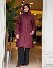 yanı fermuarlı şişme kapitone mont bordo 5