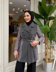 kaşe detay şişme mont antrasit