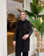 şişme detay kaşe mont siyah 2