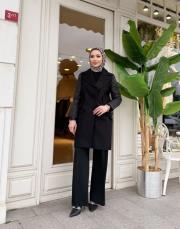 şişme detay kaşe mont siyah 3