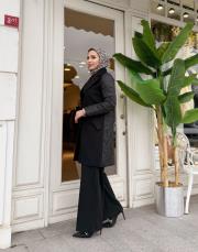 şişme detay kaşe mont siyah 4