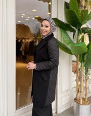 şişme detay kaşe mont siyah 5