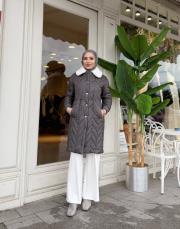 peluş yaka şişme mont füme 2