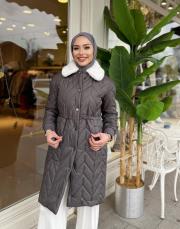 peluş yaka şişme mont füme 3