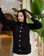 kapüşonlu örgü hurka siyah 2