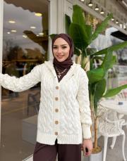 kapüşonlu örgü hurka krem 2