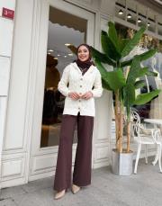 kapüşonlu örgü hurka krem 4