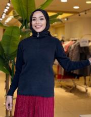 boğazlı angora kısa kazak siyah