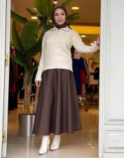 boğazlı angora kısa kazak taş