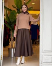 boğazlı angora kısa kazak camel