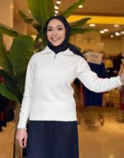 boğazlı angora kısa kazak ekru 3