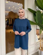 kolu taşlı basic triko tunik lacivert 2