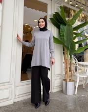 kolu boncuklu basic triko tunik gri 3