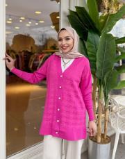 inci düğmeli triko hırka pembe 2