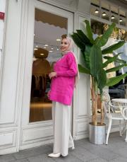 inci düğmeli triko hırka pembe 3